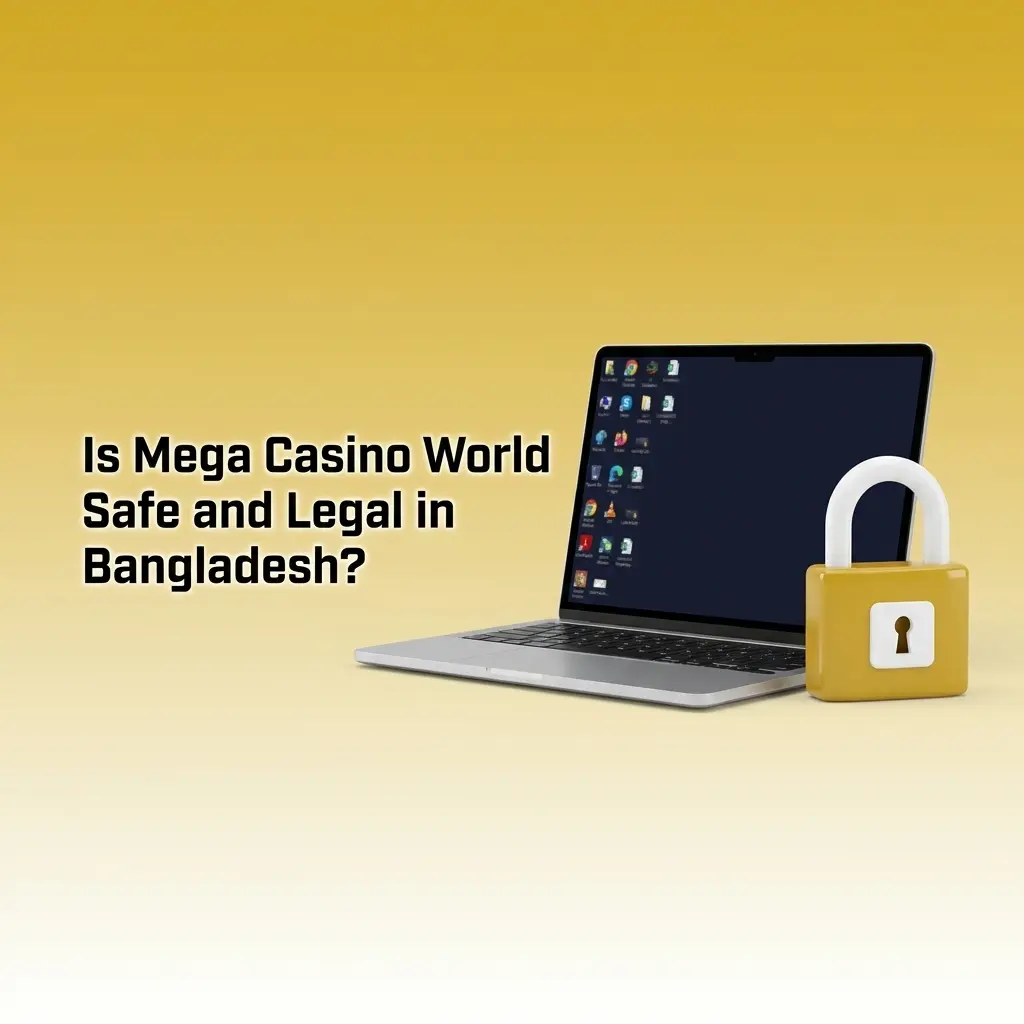 Mega Casino World safety and legality in Bangladesh, showing Curacao Gaming License and SSL encryption protection