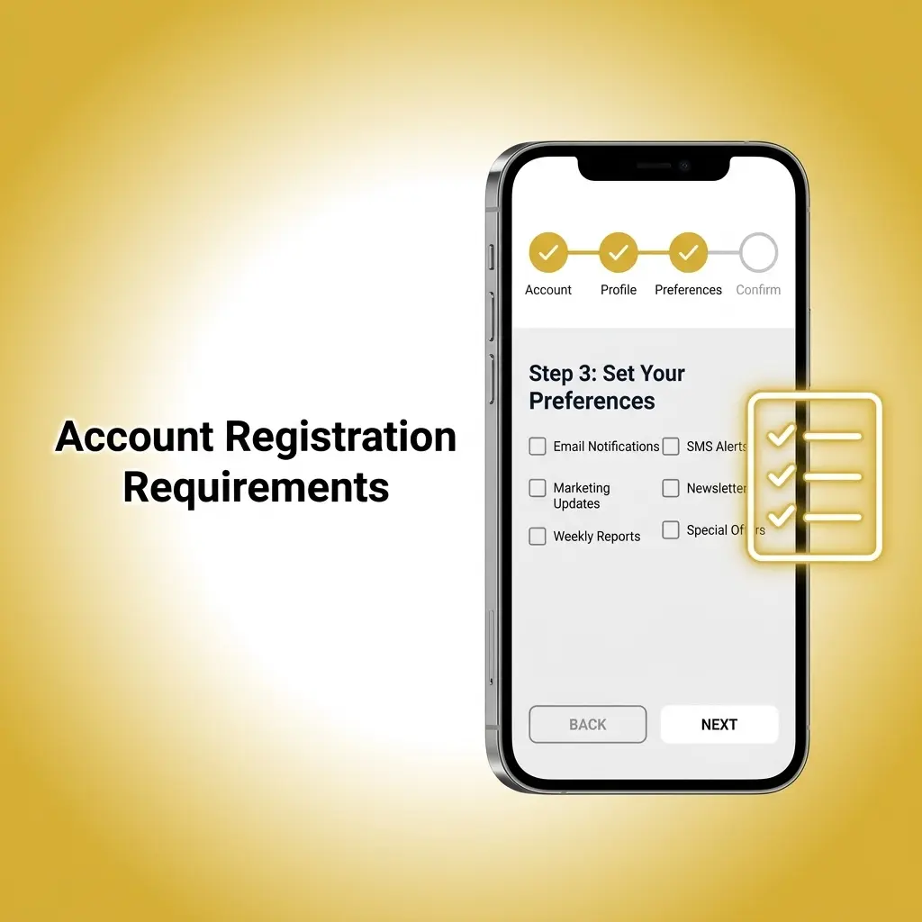 Mega Casino World account registration requirements including age 18+, one account per person, and accurate ID details