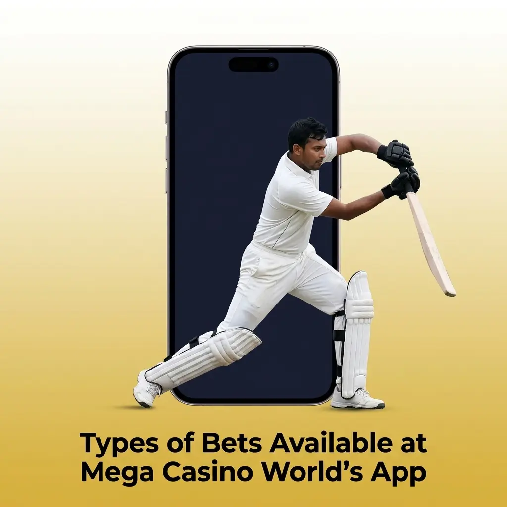 Mega Casino World app sportsbook bet types including single, accumulator, system, live, and handicap bets